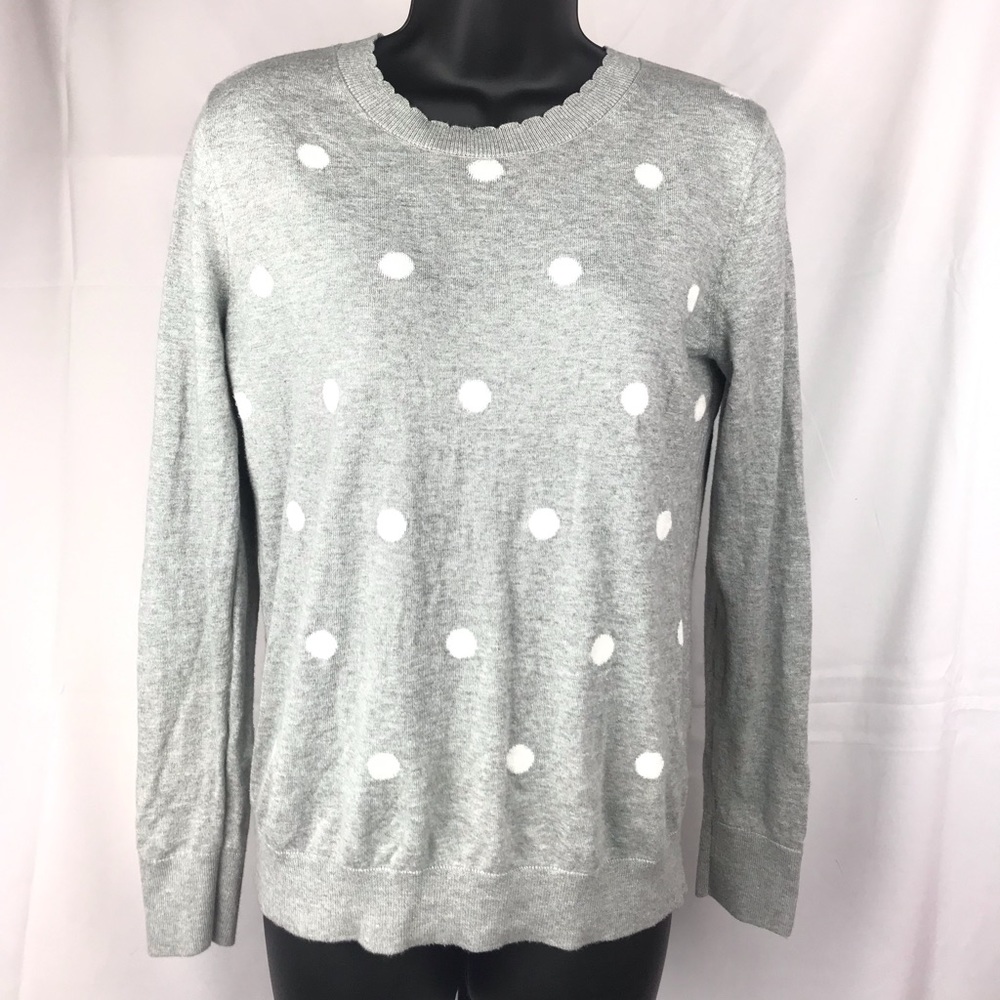 Banana Republic Gray White Polkadot Sweater M